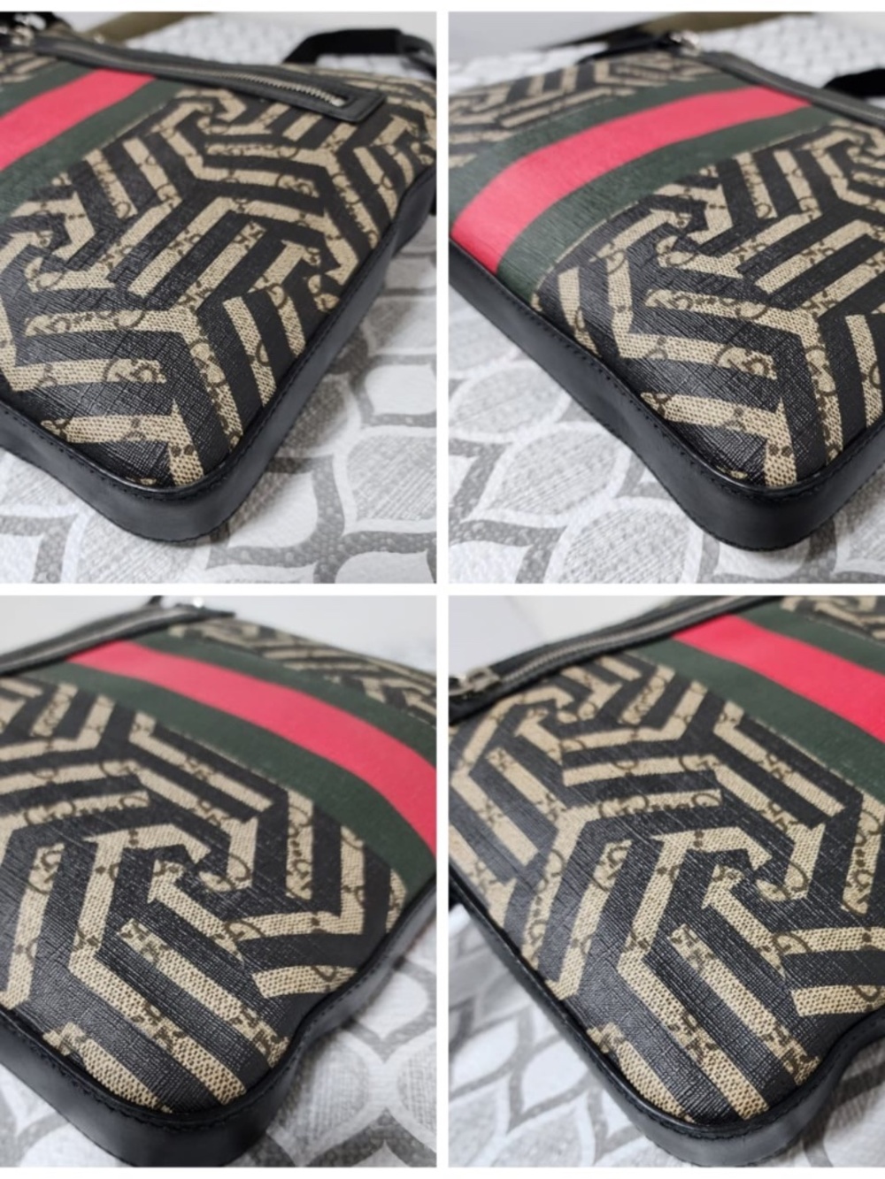 Authentic Gucci GG Supreme Caleido Web Messenger Black/Beige - Picture 5 of 16